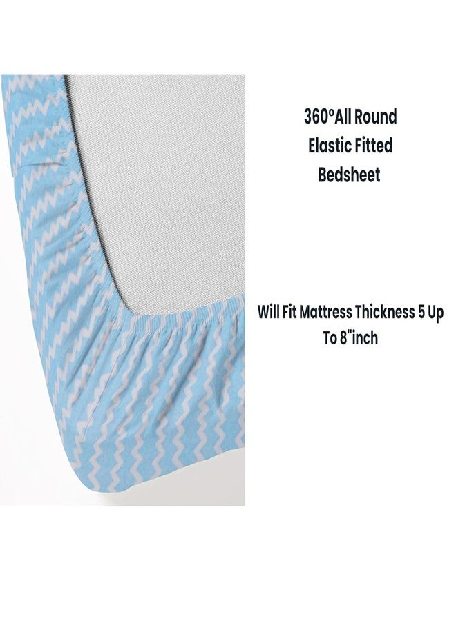 RD TREND Elastic Fitted Double Bedsheets with 2 Pillow Covers- Blue Flower (R-1667) - Image 5