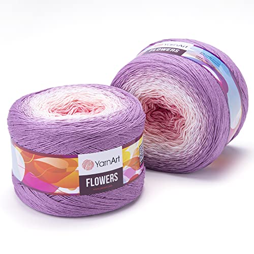 Yarn Art YarnArt Flowers Yarn 55 Cotton 45 Acrylic 250gr 1094yds Multicolor Cotton Yarn Rainbow Crochet Yarn Spring Summer 1 Fine Sport Skein 305