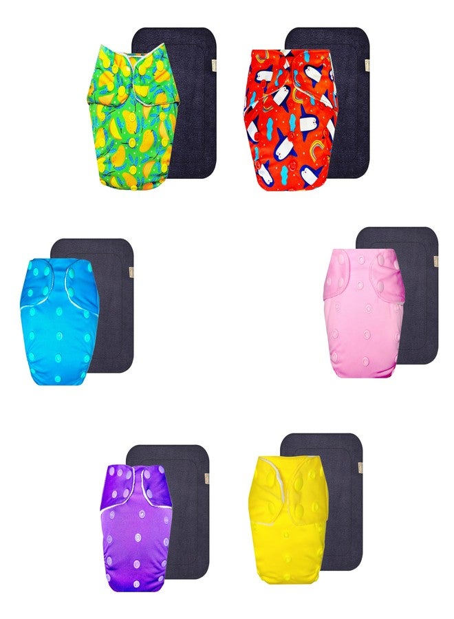 Dumbledo Premium Cloth Diaper with Gray Insert (Pack of 6) | Hypoallergenic | Breathable | Quick Dry | Everyday Diapering Essential | 3 Months - 3 Years | Unisex Baby - Image 1