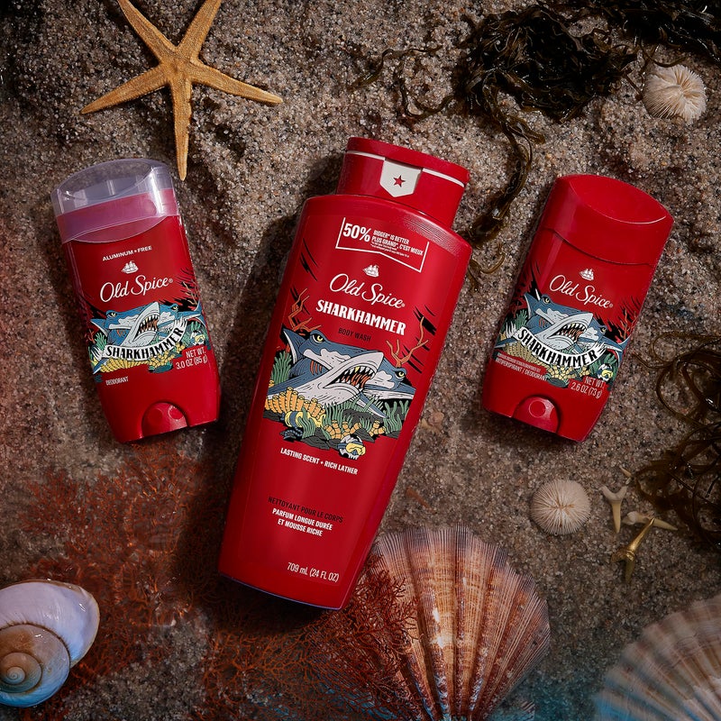 Old Spice مزيل عرق أولد سبايس خالي من الألمنيوم للرجال، شارك هامر، 3 أونصات (عبوة من 3) - Image 5