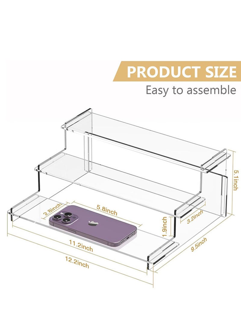 3 Tiered Acrylic Display Stand, Cupcake Holder, Perfume Organiser Display Riser Stand, Nail Polish Organiser, Small Collectibles Stand for Makeup, POP Figures, Dessert for Party - Image 3