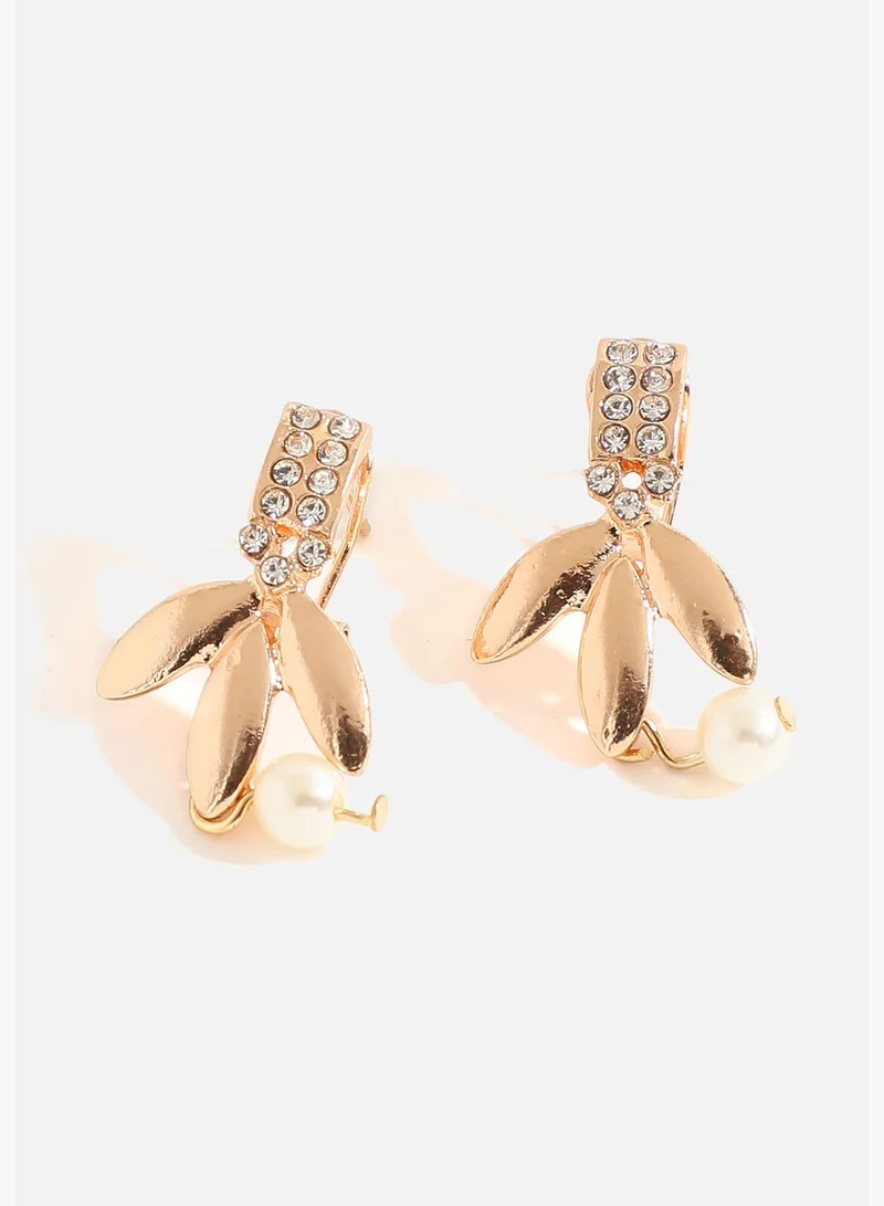 SOHI Gold Plated Designer Stone Necklace, Earring, Ring and Bracelet Set