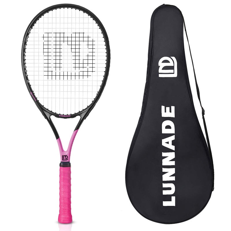 LUNNADE Adults Tennis Racket 27 Inch, Shockproof Carbon Fiber Tennis Racquet Light-Weight, Pre-Strung and Regrip, Suitable for Beginners to Intermediate Players - Image 1