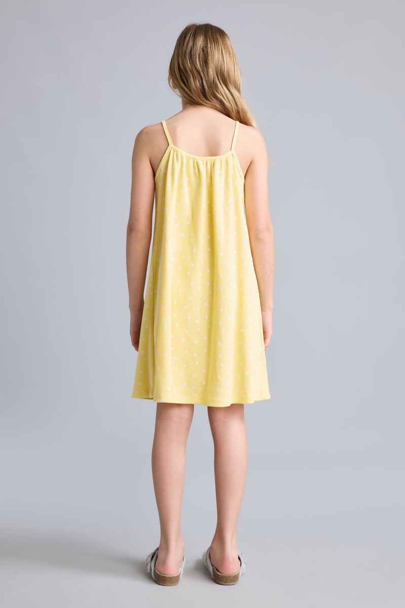 DeFacto Yellow Girl Girl Patterned Strappy Ribbed Yellow Dress Casual - Image 5