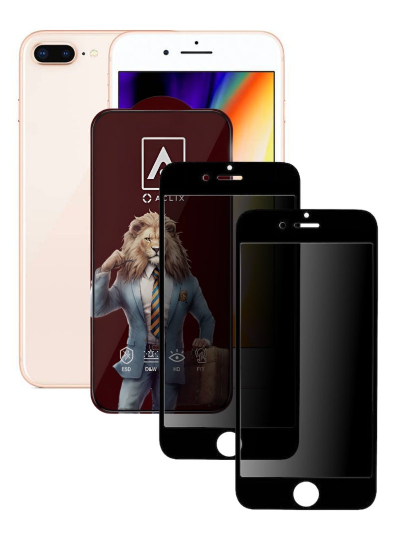 ACLIX 2 Pieces Antistatic ESD Dustproof Premium Quality High Definition Anti-Spy Privacy Tempered Glass Screen Protector Designed For  iPhone 8 Plus - Image 1