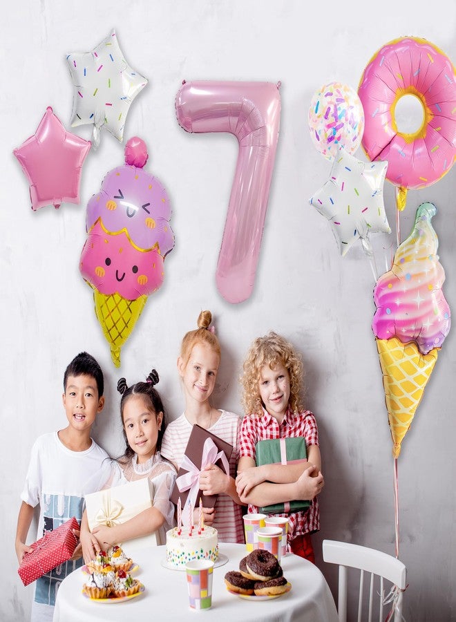 Dokuna Ice Cream Balloons, Number 7 Balloons, 7 Year Old Birthday Decorations for Girls, Ice Cream 7th Birthday Decorations - Image 5
