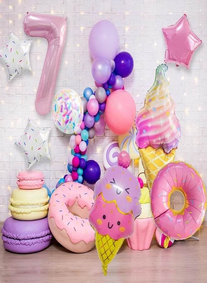 Dokuna Ice Cream Balloons, Number 7 Balloons, 7 Year Old Birthday Decorations for Girls, Ice Cream 7th Birthday Decorations - Image 2