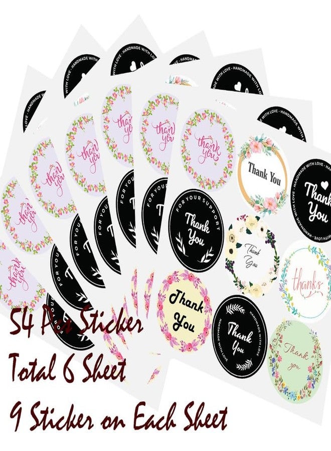 SLGIFT ملصقات فينيل SLGIFT بتصميم "شكرًا لك"، ملصقات فينيل ذاتية اللصق، 54 قطعة، ملصق دائري 2 × 2 بوصة، 9 تصاميم فريدة، R004 - Image 4
