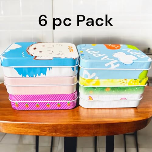 TraveEssentialz Gift Box Small Storage Container (Pack of 6) Return Gifts For Kids Birthday Party | Aluminum Boxes Multipurpose Tin Box l Rectangular | Use for Earphones Medicines Jewelry Art and Craft - Image 3