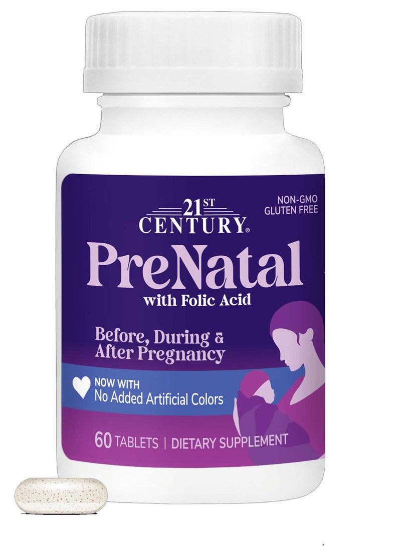21st Century PreNatal with Folic Acid, 60 Tablets - Image 1