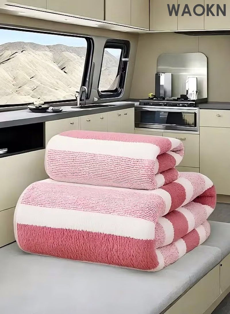 WAOKN Set of 2 Luxury Bath Towels - Ultra Soft, Highly Absorbent, Quick Drying - 140x70 cm and 35x76 cm - Large Cotton Towels - bath towels, shower towels, cotton bath towels, ultra-absorbent bath towels, large bath towels, soft bath towels, quick-drying bath towels, bath towel set, bathroom accessories, bathroom essentials. - Image 5