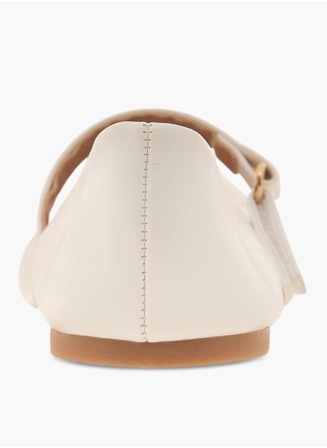 Flora Bella By Shoexpress Girls Solid Ballerina Shoes With Hook And Loop Closure  - Image 4