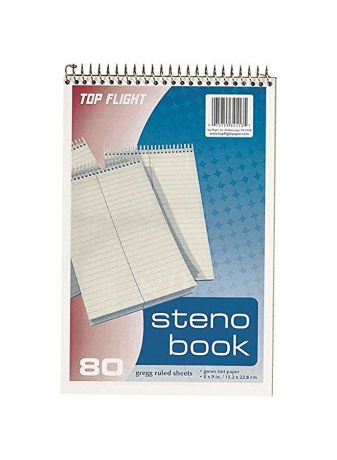 Steno Book, 6 x 9 In, White, 80 Sheets
