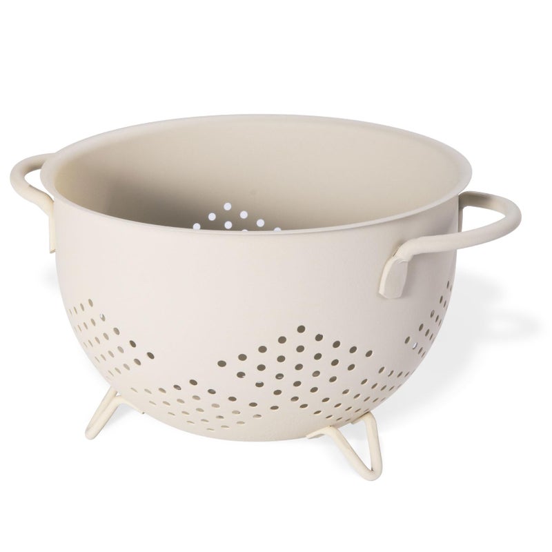 BeFare Metal Colander 5 Quart Powder Coated Self-Draining Metal Strainer With Base Kitchen Pasta Fruit Vegetable Basket With Double Handles (Sand Yellow) - Image 1