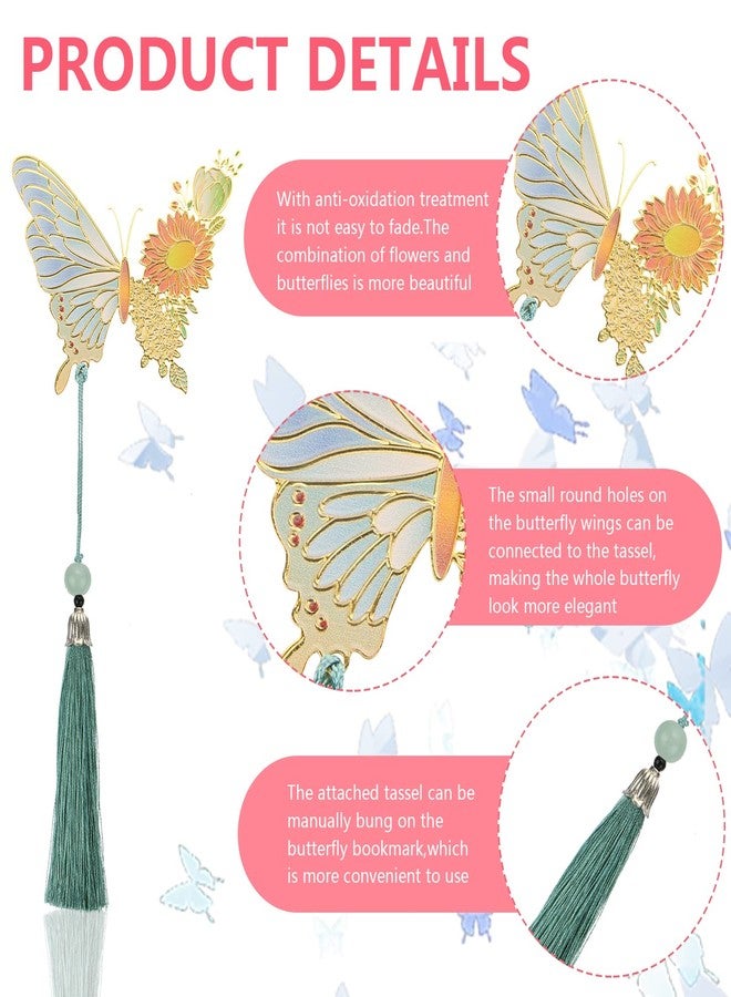 BENOSPACE 2Pcs Butterfly Bookmarks Cute Funny Metal Flower Bookmark for Women Hollow Trim Book Page Markers for Book Lovers Friend Readers Teacher Appreciation Gifts Valentine Mother's Day Christmas - Image 3