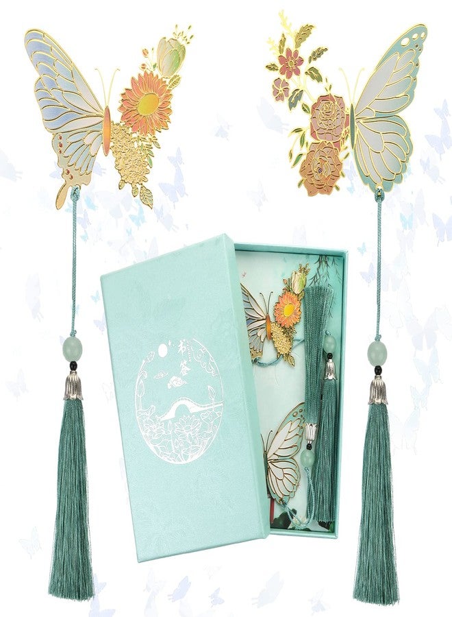 BENOSPACE 2Pcs Butterfly Bookmarks Cute Funny Metal Flower Bookmark for Women Hollow Trim Book Page Markers for Book Lovers Friend Readers Teacher Appreciation Gifts Valentine Mother's Day Christmas - Image 1