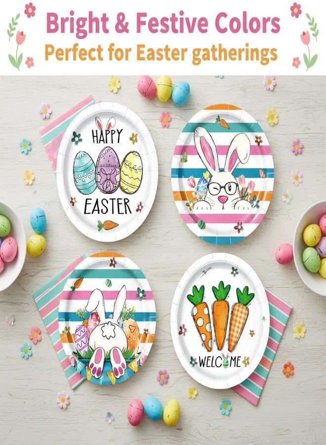 LYFREE 48Pcs Happy Easter Paper Plates 7 inch Bunny Carrots Easter Egg Party Plates Decorative Dessert Plates Easter Table Decor Disposable Spring Bunny Tableware for Kids Easter Party Supplies, 4 Designs - Image 5