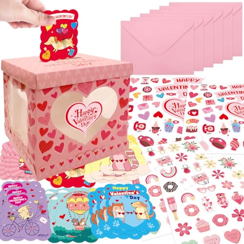 WorldBazaar 36 Pack Valentines Day Animal Cards With Envelopes Cat Dog DIY Craft Mailbox with Windows DIY Valentine Box for Kids Classroom School Exchange Gift Party Favors - Image 5