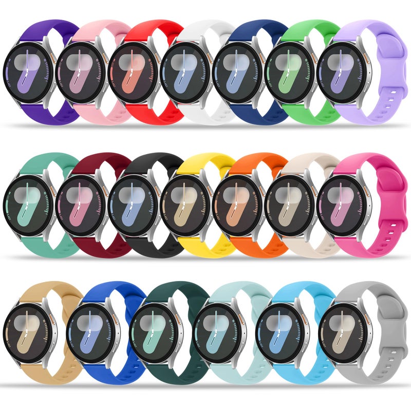 Tiorecime 20 Pack Bands Compatible with Samsung Galaxy Watch 7 6 5 4 FE 40mm 44mm/6 4 Classic 43mm 47mm 42mm 46mm/5 Pro 45mm/Active 2 Band, 20mm Soft Silicone Sport Replacement Strap for Women Men - Image 1