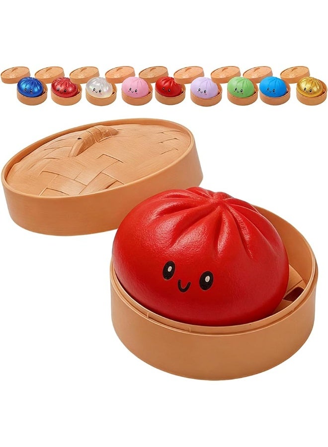 QITAI Glitter Dumpling, Glitter Dumpling Squishy with Box, Dumplings Sensory Squeeze Toy for Stress Relief (Solid Red) - Image 1