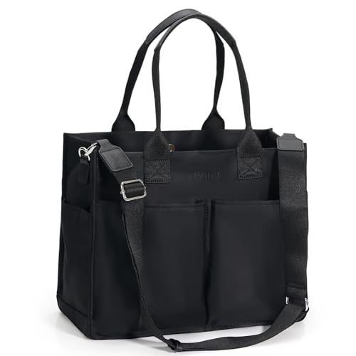 Chinllo Nylon Tote Bags for Women, Large Pockets Handbags Compartments Crossbody Bags Work Laptop Purse for Travel, Beach - Image 1