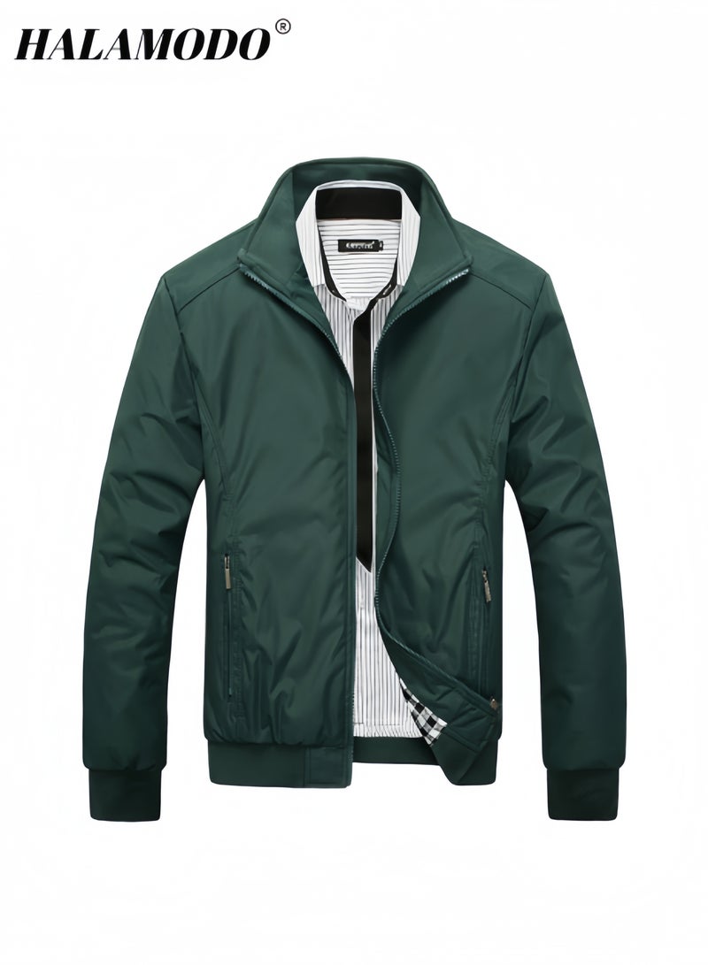 هالامودو جاكيت رجالي بقصّة Slim-Fit خفيف الوزن من Softshell Flight Bomber جاكيت كاجوال بسحاب خفيف الوزن مقاوم للرياح للترفيه في الهواء الطلق