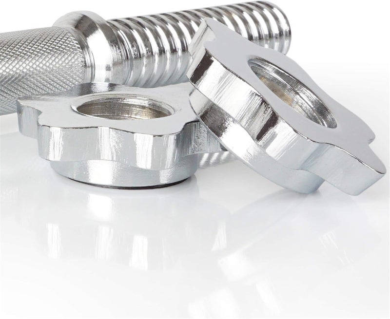 مقبض بار دمبل قابل للتعديل مطلي بالكروم لرفع الأثقال مع أقفال دوارة، طوله 35 سم وقطره 2.5 سم - Image 4