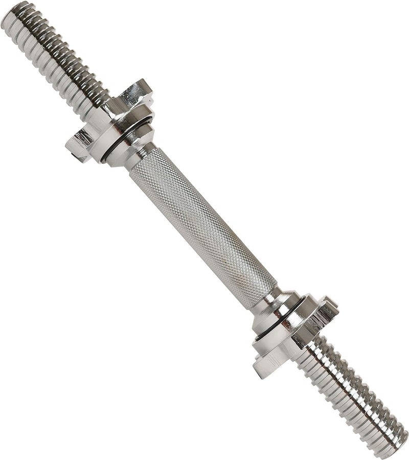 مقبض بار دمبل قابل للتعديل مطلي بالكروم لرفع الأثقال مع أقفال دوارة، طوله 35 سم وقطره 2.5 سم - Image 2