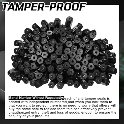 Nuogo نوغو 200 قطعة من أختام الكابلات الأمنية الفولاذية بطول 11.8 بوصة، أختام معدنية مرقمة مضادة للتلاعب، أختام شحن قابلة للتخلص منها، علامات مرقمة ذات قفل ذاتي لحاويات الشاحنات (أسود) - Image 2