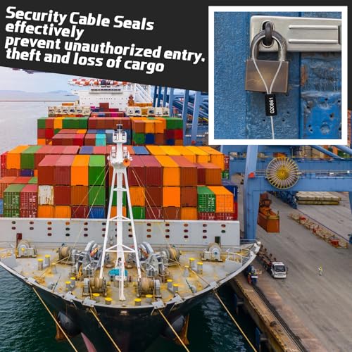 Nuogo نوغو 200 قطعة من أختام الكابلات الأمنية الفولاذية بطول 11.8 بوصة، أختام معدنية مرقمة مضادة للتلاعب، أختام شحن قابلة للتخلص منها، علامات مرقمة ذات قفل ذاتي لحاويات الشاحنات (أسود) - Image 4