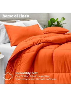 Home of linens Cotton - Plain - Heavy Comforter - 4Kgs - Down Alternative Filling - (For Matress 180cm/200cm) - Size  (250cm x 240cm) - Orange  - Image 2
