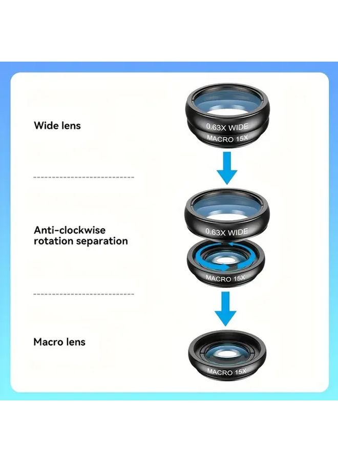 Apexel 10 In 1 Smartphone Lens Kit Black 22X Telephoto 198 Fisheye Wide Angle Macro - Image 4