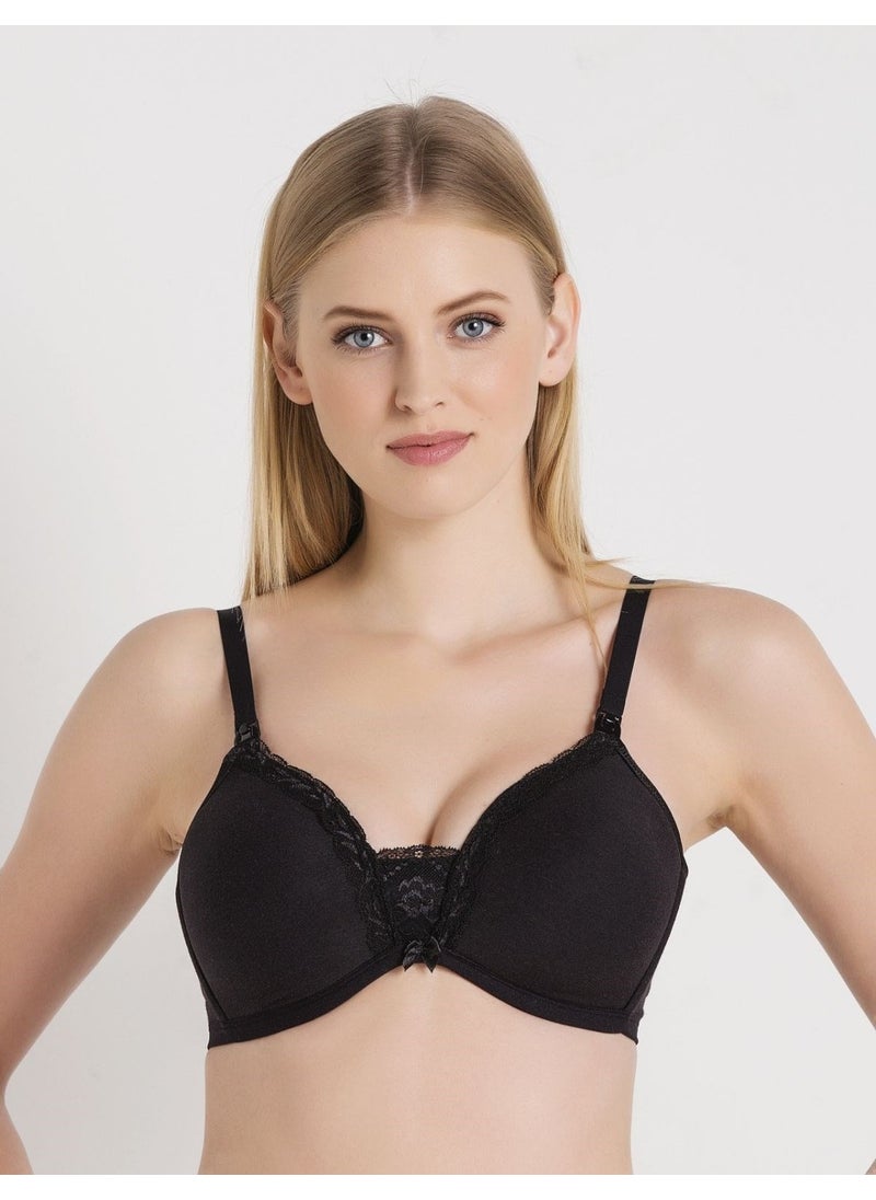 Magic Form 5761 Scalloped Lace Thin Sponge Black Nursing Bra  - Image 2
