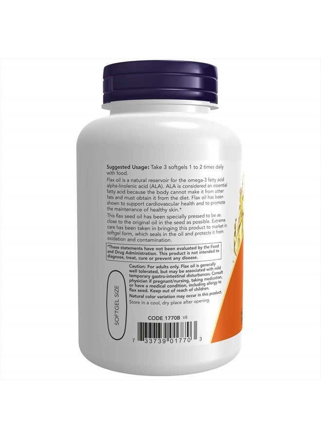 now Supplements, Flax Oil 1,000 mg made with Organic Flax Oil, Cardiovascular Support*, 100 Softgels - Image 3