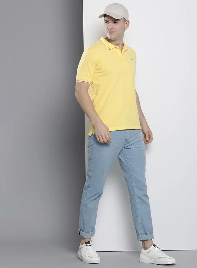 The Indian Garage Co Yellow Men Yellow Regular Fit Short Sleeve Polo for Men | Best Price UAE