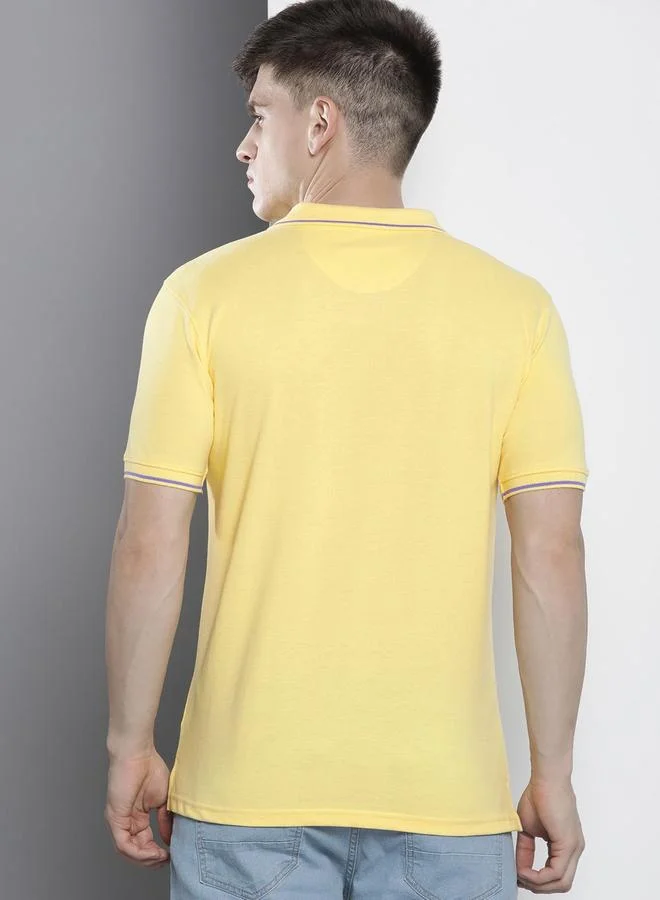 The Indian Garage Co Yellow Men Yellow Regular Fit Short Sleeve Polo for Men | Best Price UAE