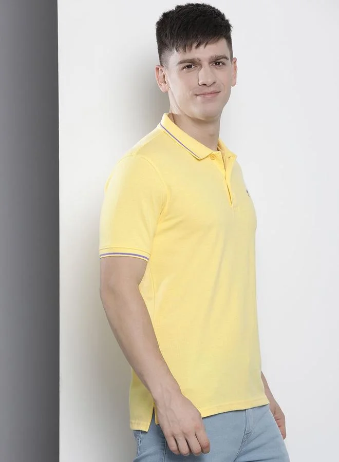 The Indian Garage Co Yellow Men Yellow Regular Fit Short Sleeve Polo for Men | Best Price UAE