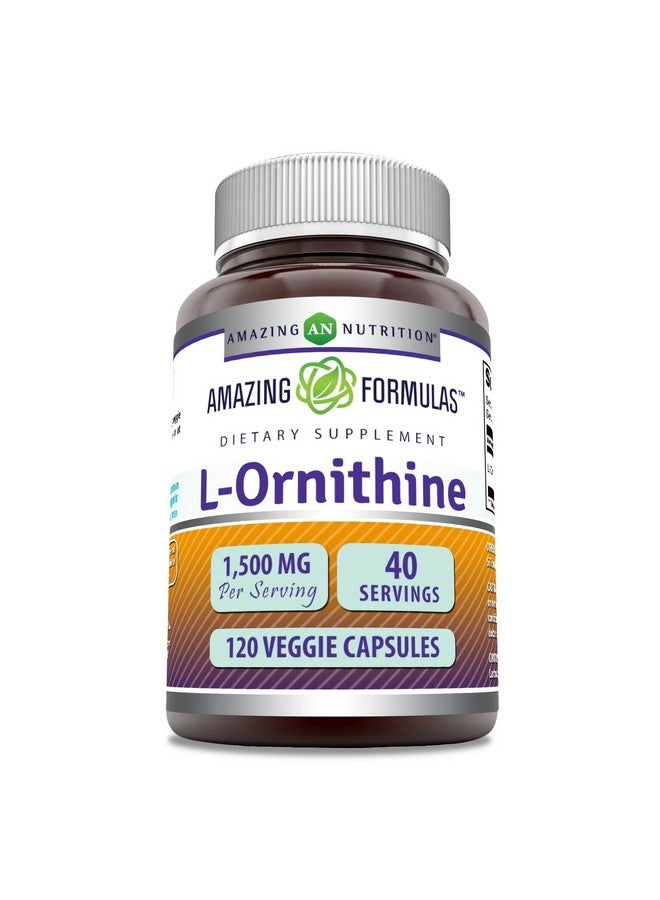 Amazing Nutrition Amazing Formulas L-Ornithine 1500 Mg Per Serving Veggie Capsules Supplement | Non-GMO | Gluten Free | Made in USA (120 Count) - Image 1