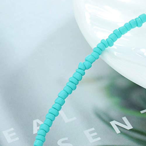 Yalice Boho Choker Necklace Chain Rice Beaded Necklaces Summer Surfer Costume Neck Accessories for Women (Turquoise) - Image 4