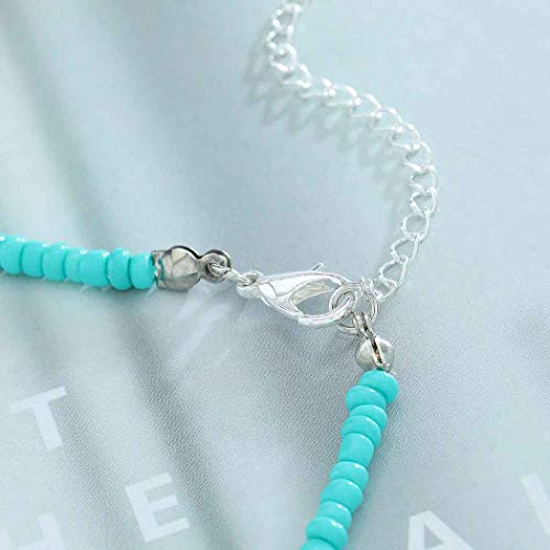 Yalice Boho Choker Necklace Chain Rice Beaded Necklaces Summer Surfer Costume Neck Accessories for Women (Turquoise) - Image 5
