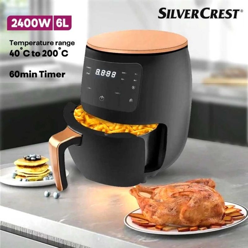 SILVER CREST Variable-Speed Blender and Dry Grinder with 6L 2400W Air Fryer - Black, Red and Gold - Image 4