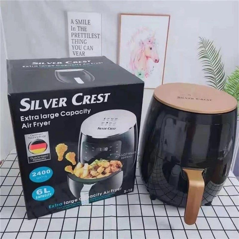 SILVER CREST Variable-Speed Blender and Dry Grinder with 6L 2400W Air Fryer - Black, Red and Gold - Image 3