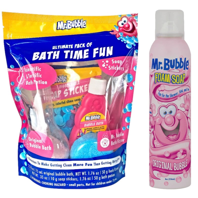 Mr. Bubble Kids Bath Time Fun Pack & Shapeable Scented Bath Foam Bundle, 2 Items