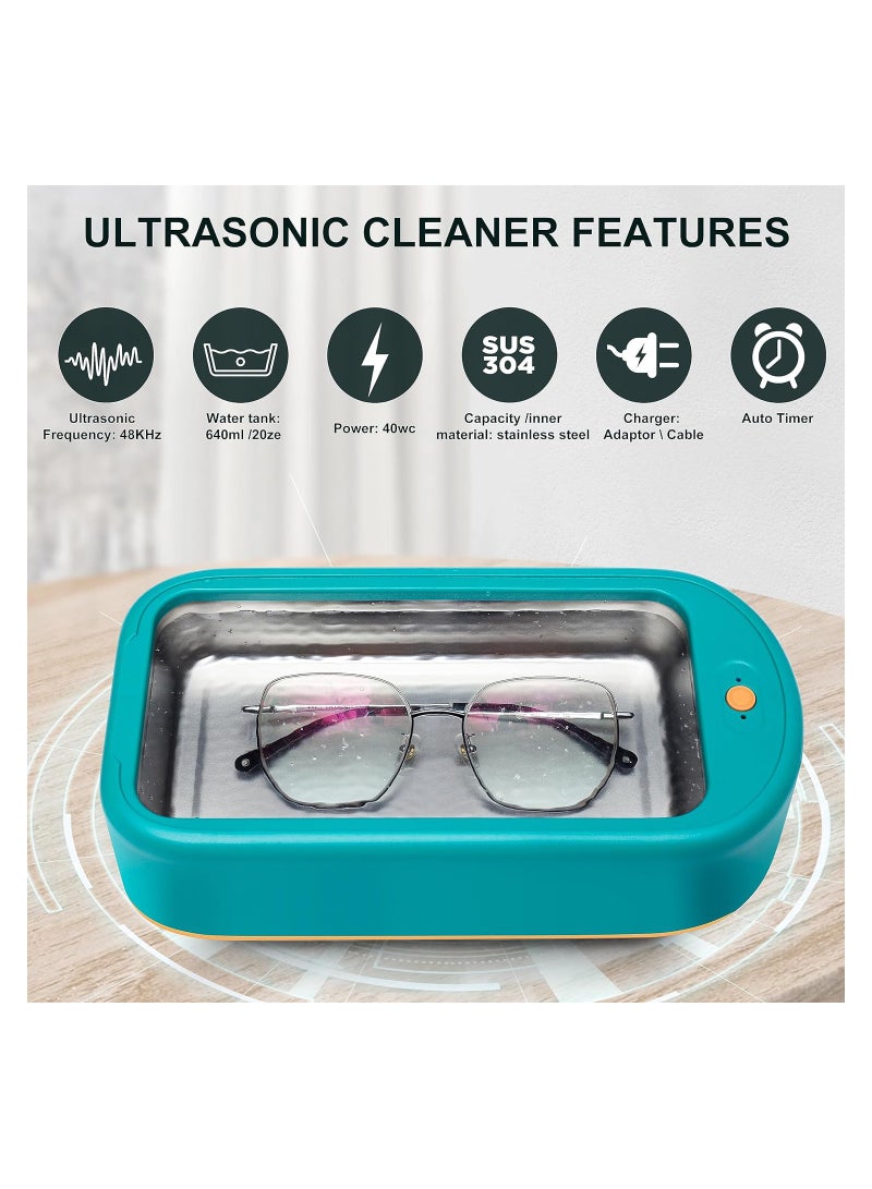 SOLARAE Ultrasonic Jewelry Cleaner Machine, 48KHz 640ML (22OZ) Professional Ultrasonic Cleaner with 2 Timer Mode Ideal for Cleaning Jewelry, Glasses, Watch, Denture‚ÄìIncludes Adaptor, Tweezer, Non-Slip Pad - Image 5