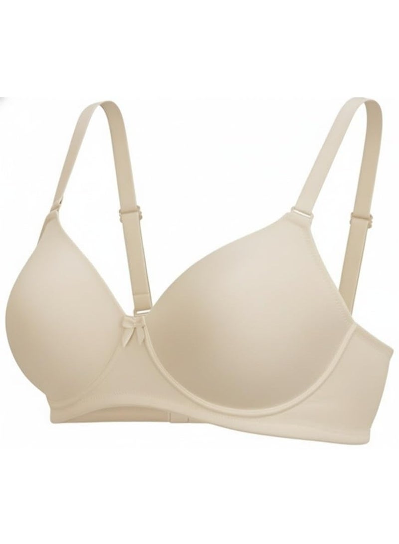 Love Bell Padded Wirefree Nylon Tshirt Bra - Soft Pad Everyday Bra (UAE/KSA, Cup Band, B, 80, Soothing Skin Beige, b) - Image 1
