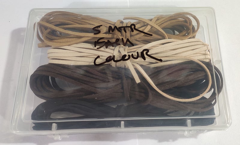 OMX Flat Leather Lace Beading Thread Faux Suede Cord String | DIY Beading Jewellery Making Arts Crafts (5 Mtr Each Colour - Total 20 Mtr, Black, Skin Brown, Lt Brown, Dk Brown) - Image 5