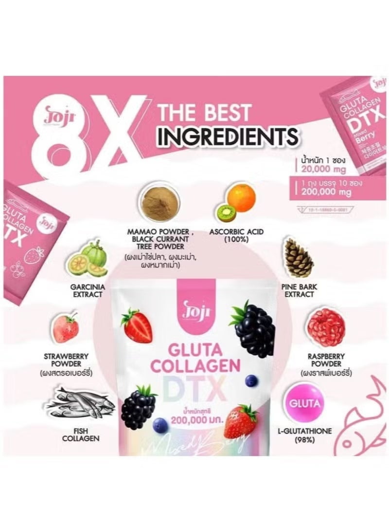 JOJI Secret Young Gluta Collagen DTX | Mixed Berry Flavor | 200,000 mg Dietary Supplement (10 Sachets) - Image 3