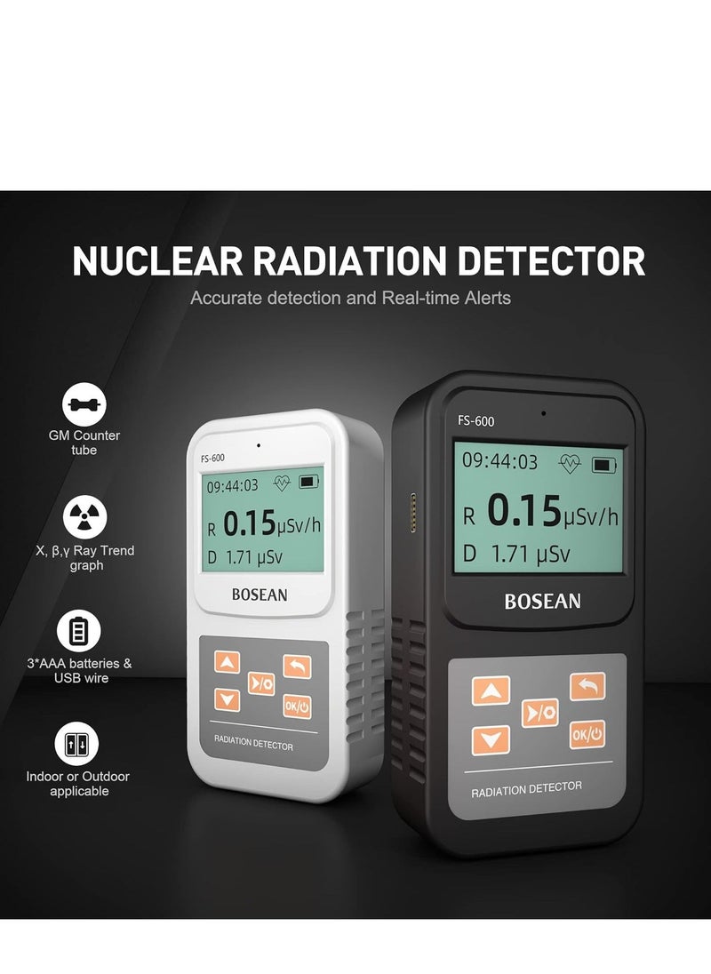 Generic - Geiger Counter Nuclear Radiation Detector Dosage Alarm Professional High Accuracy Radioactive Meter Beta Gamma X-ray Data Tester Marble Dosimeter (Black) - Image 1