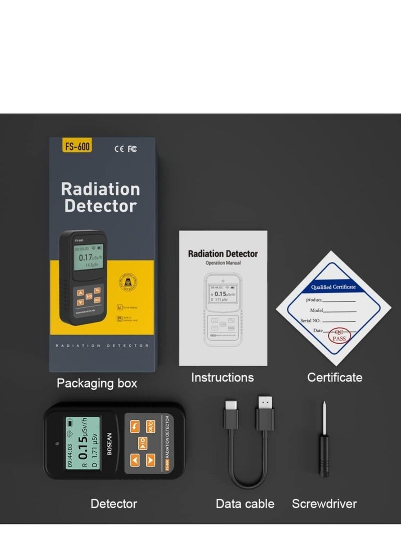 Generic - Geiger Counter Nuclear Radiation Detector Dosage Alarm Professional High Accuracy Radioactive Meter Beta Gamma X-ray Data Tester Marble Dosimeter (Black) - Image 1