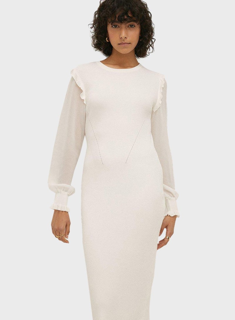 Oasis Ruffled Sleeve Knit Dress - Image 1
